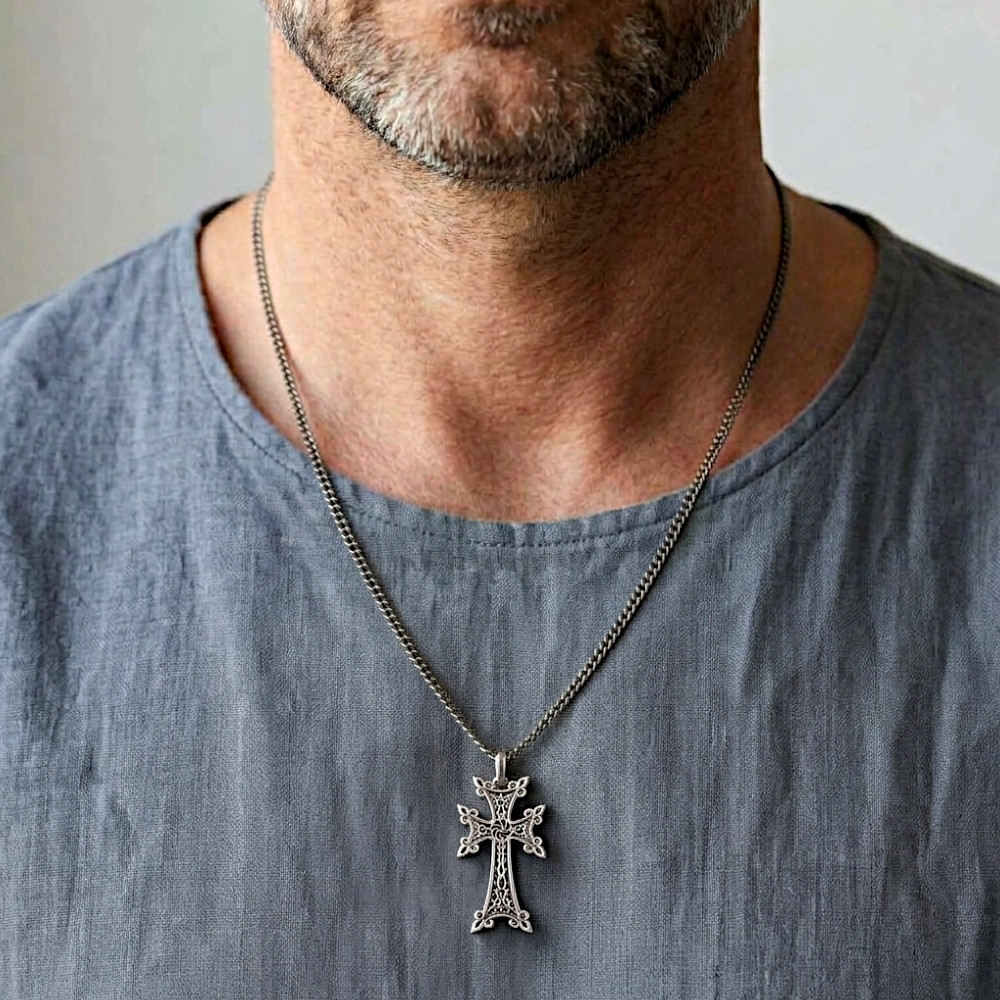 Men's “Armenian Cross” Chain Necklace - Medium