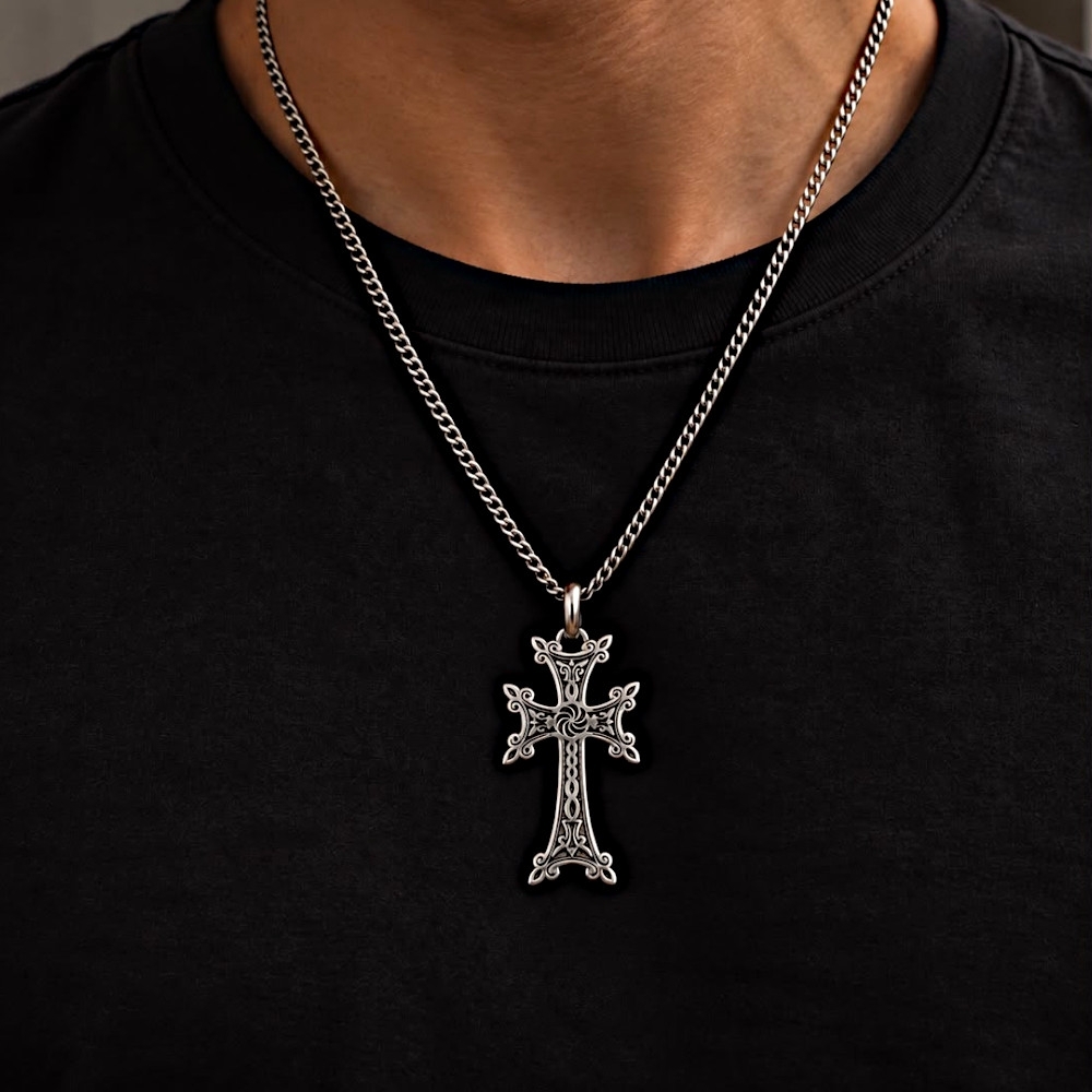 Men's “Armenian Cross” Chain Necklace - Large