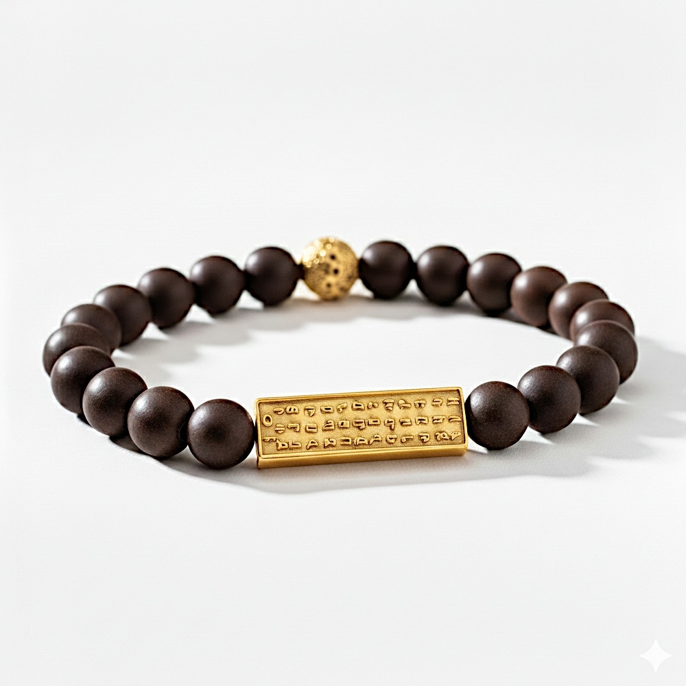 Plaqué Or - Bronzite de Madagascar - 18cm