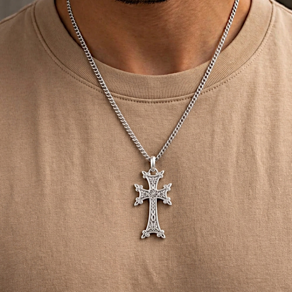 Croix - 3.4 cm - Plaqué Argent 