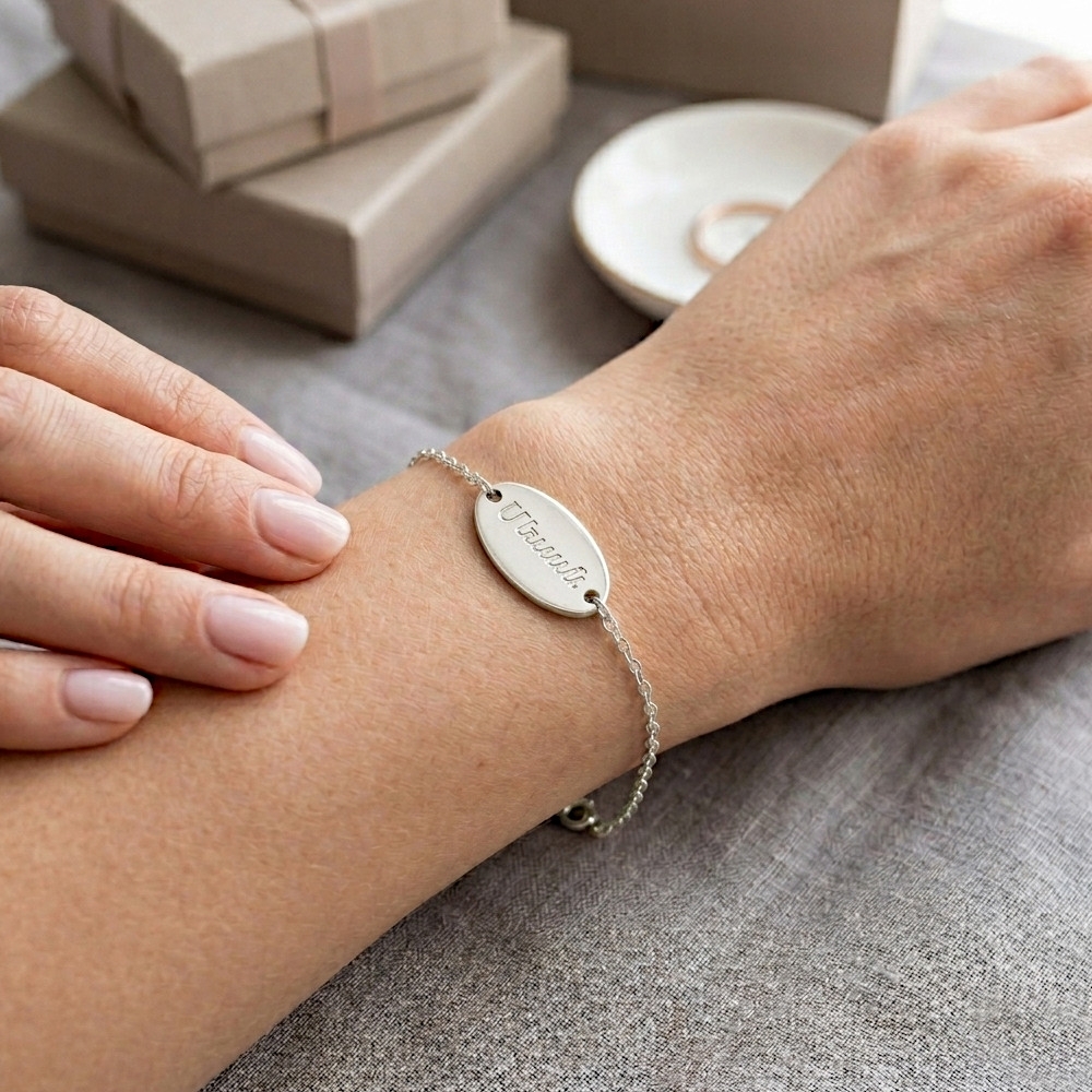 Ovale - 18 mm - Plaqué Argent  - Arménien Oriental 18cm