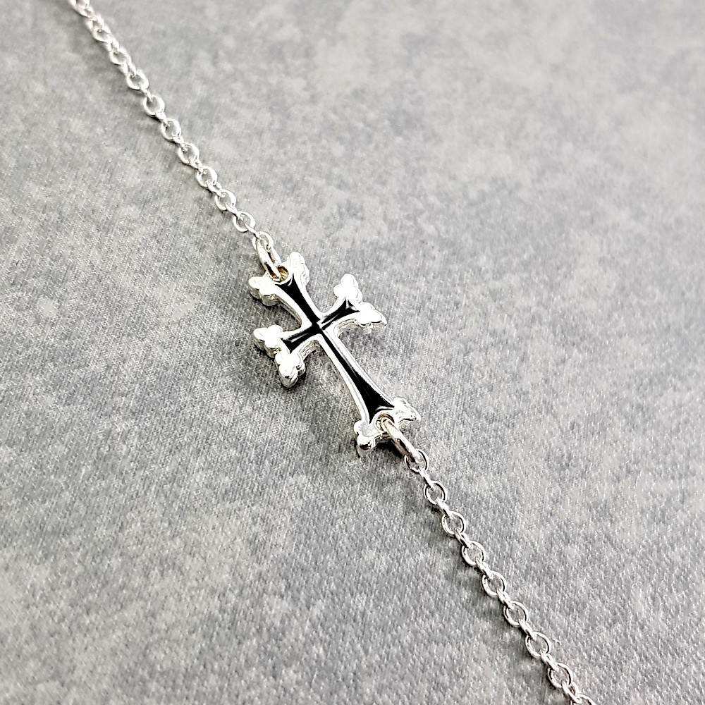 Plaqué Argent - Émail Noir - 14cm