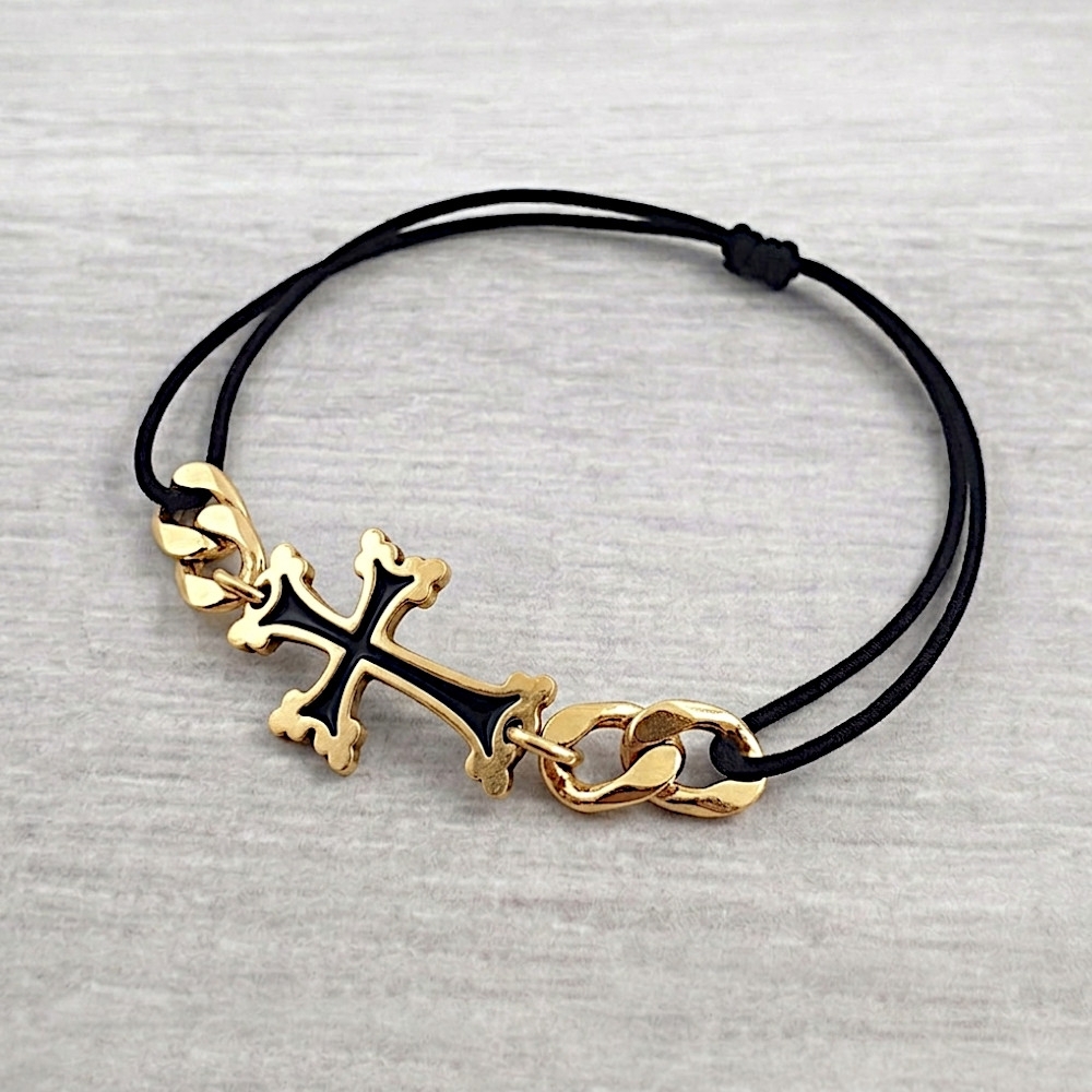 Plaqué Or - Émail Noir