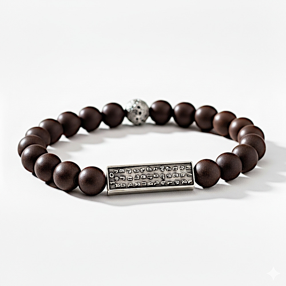 Plaqué Argent Vieilli - Bronzite de Madagascar - 22cm