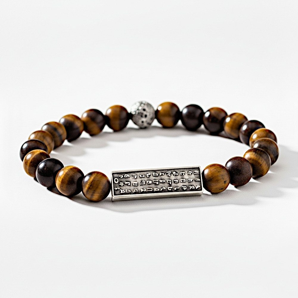 Plaqué Argent Vieilli - Oeil de tigre - 20cm (Standard)