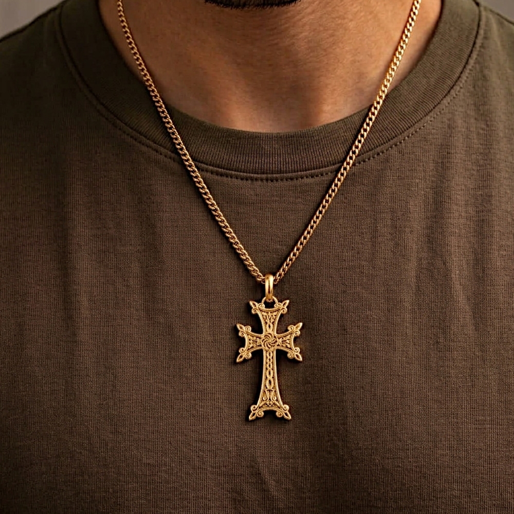 Croix - 3.4 cm - Plaqué Or 