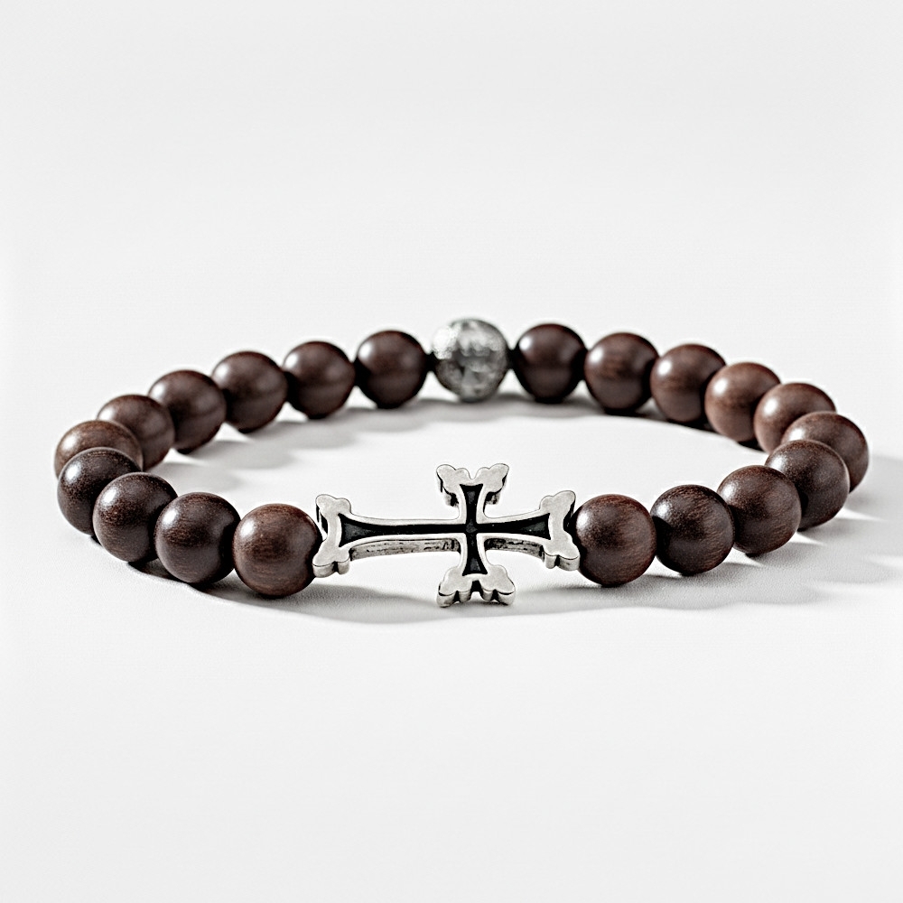 Plaqué Argent Vieilli - Bronzite de Madagascar - 18cm