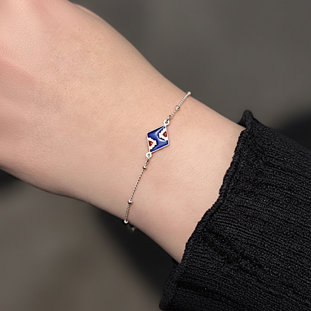 Plaqué Argent - Bleu - 14cm