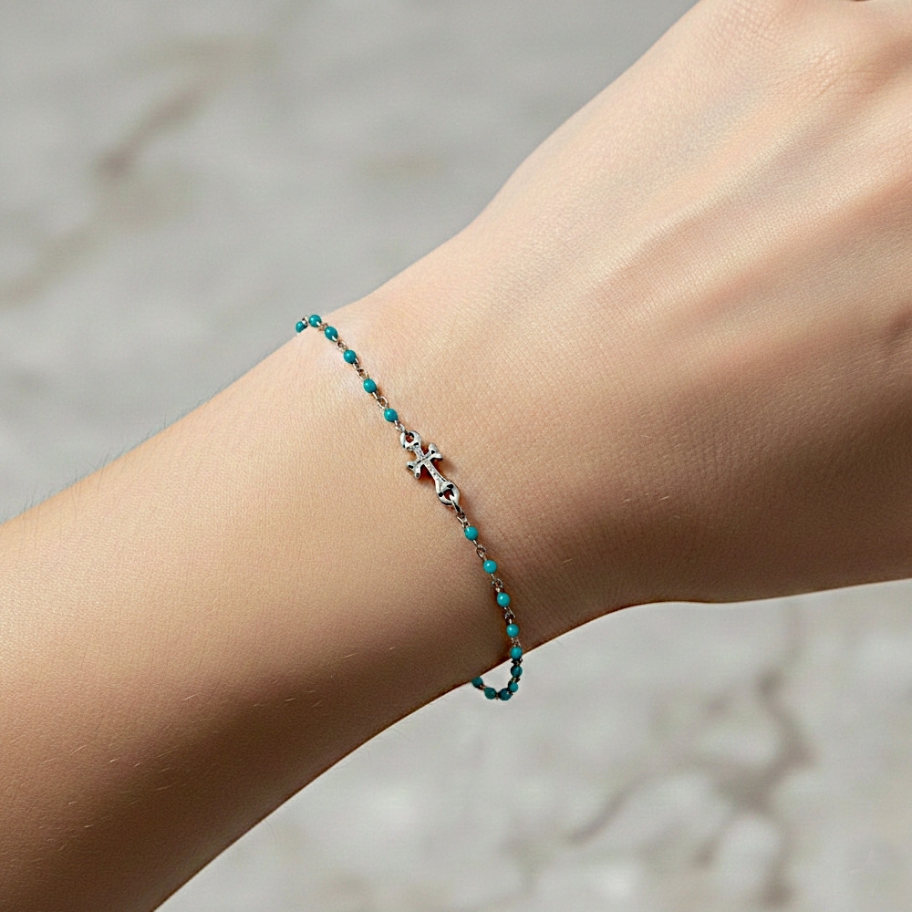 Plaqué Argent - Bleu Ciel - 18cm