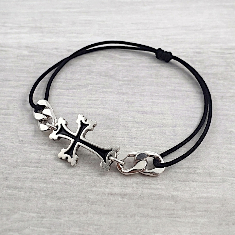 Plaqué Argent Vieilli - Émail Noir