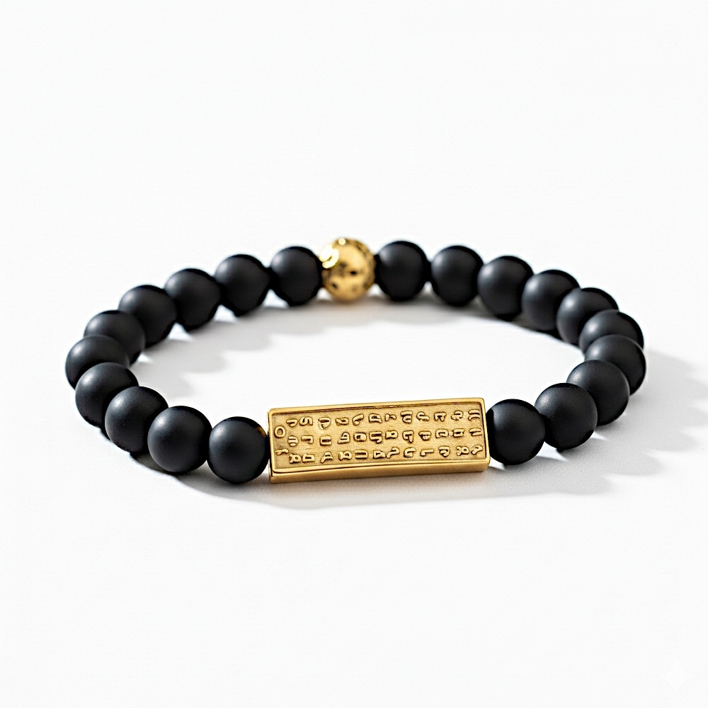 Plaqué Or - Noir Onyx Mat d'Afrique - 20cm (Standard)