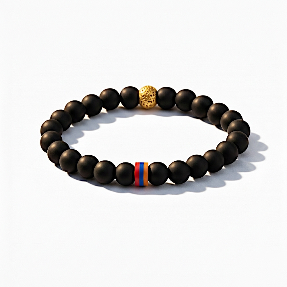 Plaqué Or - Noir Onyx Mat d'Afrique - 20cm (Standard)